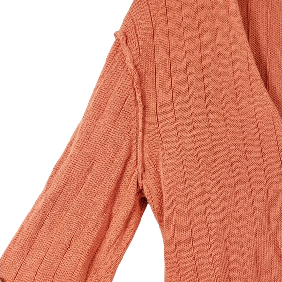 Free People Got Me Twisted V-neck Sweater Top Rusty Orange Size M - Picture 8 of 15
